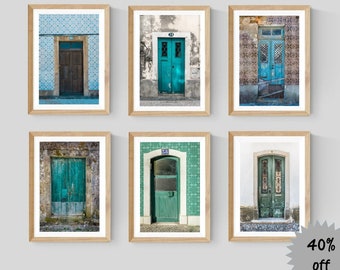 Set of 6 Portugal Door Prints, Gallery Wall Art, Door Print Set, European Decor