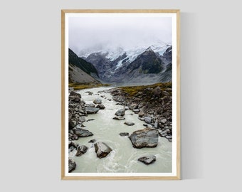 Nieuw-Zeeland Natuur Rivier Fotografie, Landschap Wall Art, Home Decor Print