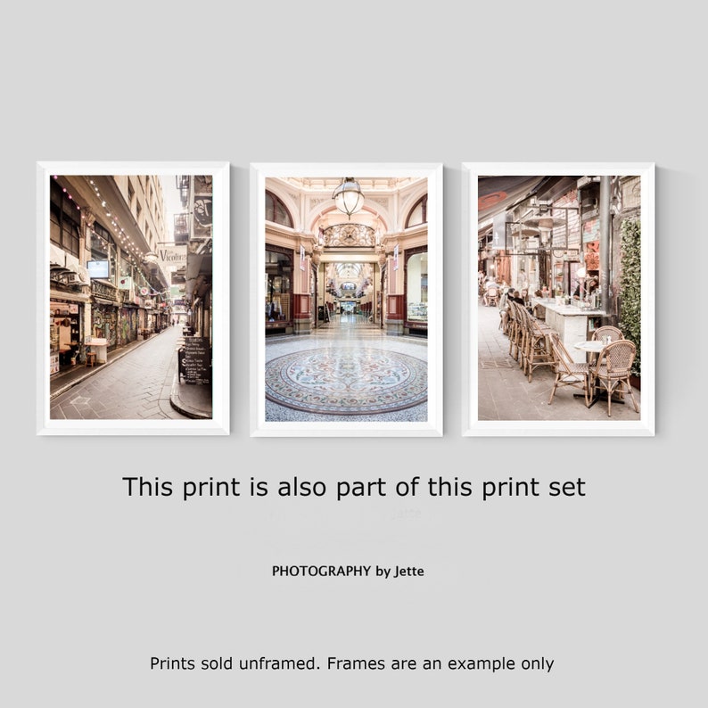 Melbourne Laneway Photography Print Centre Place Black and White Cafe Wall Art Australian Photography