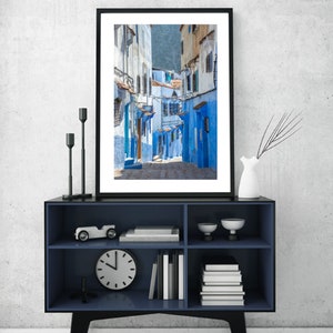 Moroccan Blue City Print, Chefchaouen Print, Morocco Photography, Blue City Photograph, Travel Print, Morocco Decor, Street Photograph image 5