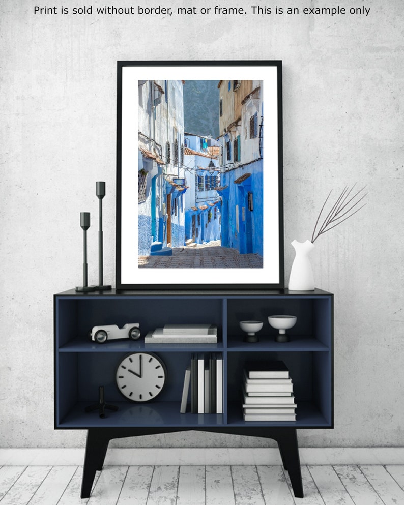 Moroccan Blue City Print, Chefchaouen Print, Morocco Photography, Blue City Photograph, Travel Print, Morocco Decor, Street Photograph image 5