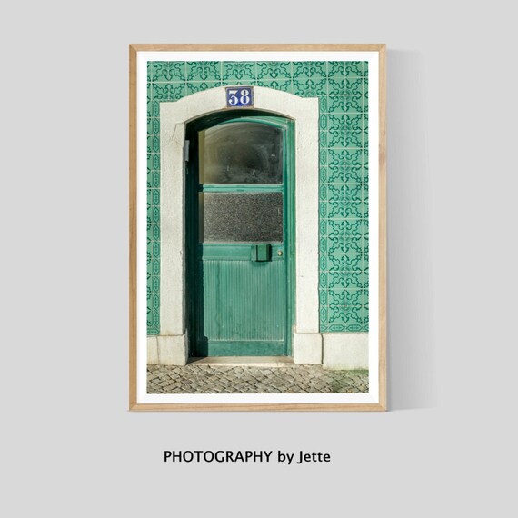 Green Door In Portugal Lisbon Print Door Photography Portugal Wall Art