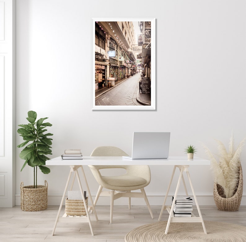 Melbourne Laneway Photography Print Centre Place Black and White Cafe Wall Art Australian Photography