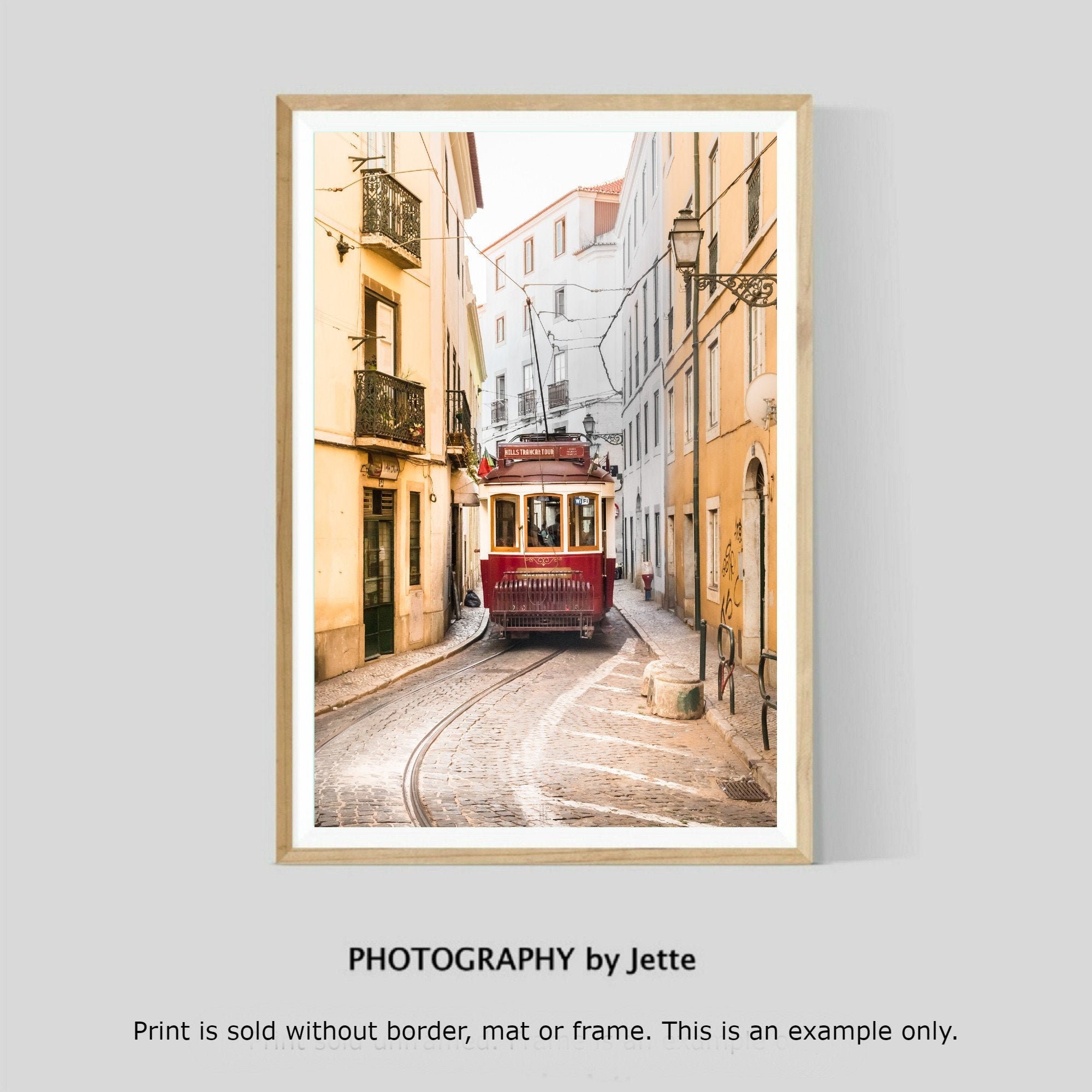 Ready made to print out for any ratio. Printable wall art Lisbon print A yellow tram up the hill in Lisbon color travel photography