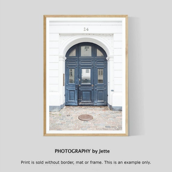Blue Door Photography Print, European Wall Art, Copenhagen Urban Wall Decor