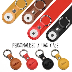 Personalised PU Leather Apple Airtag Case Keyring