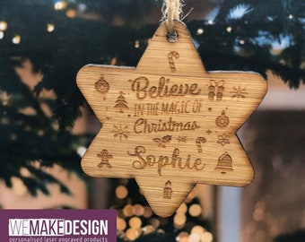 Personalised Wooden Christmas Tree Decoration Bauble