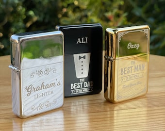 Personalised Engraved Lighter Refillable Gift Set with Box - Special Day Gift - Wedding Gift Groomsman Usher Engraved Birthday Gift