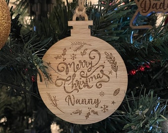 Personalised Wooden Christmas Tree Decoration Bauble