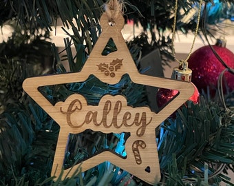 Personalised Wooden Christmas Tree Decoration Bauble