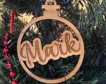 Personalised Wooden Christmas Tree Decoration Bauble