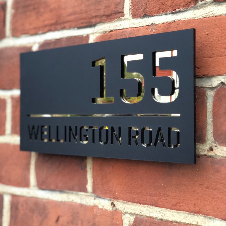 Modern Rectangular Acrylic House Sign Black Etsy