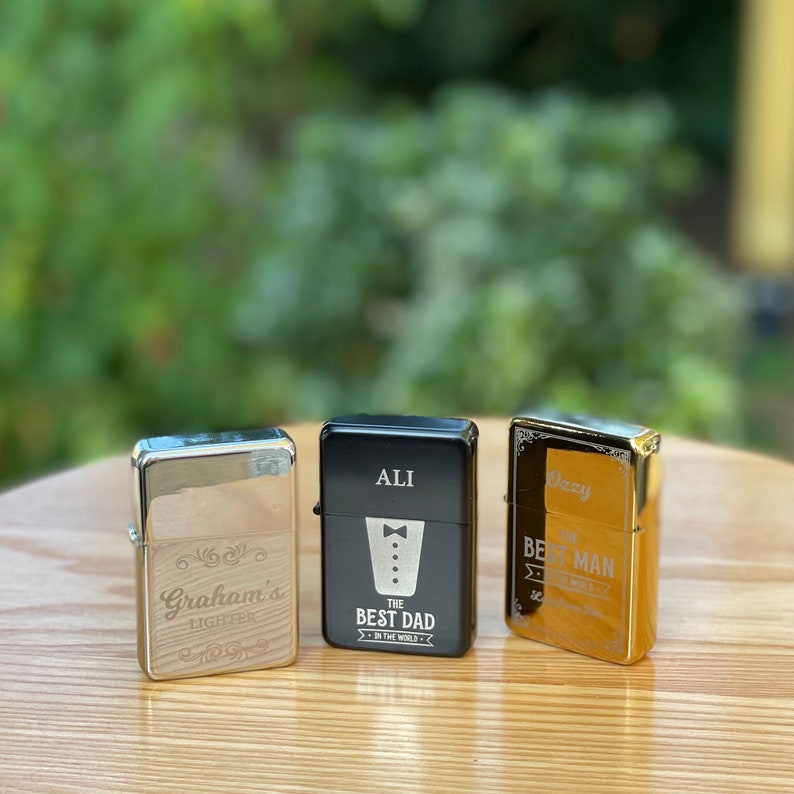 Personalised Engraved Lighter Refillable Gift Set with Box Special Day Gift Wedding Gift Groomsman Usher Engraved Birthday Gift image 2