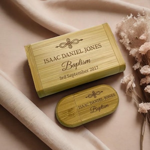 Personalised Wooden USB 32GB Wedding Memory Box - Custom Engraved Flash Drive Keepsake Gift for Bride & Groom