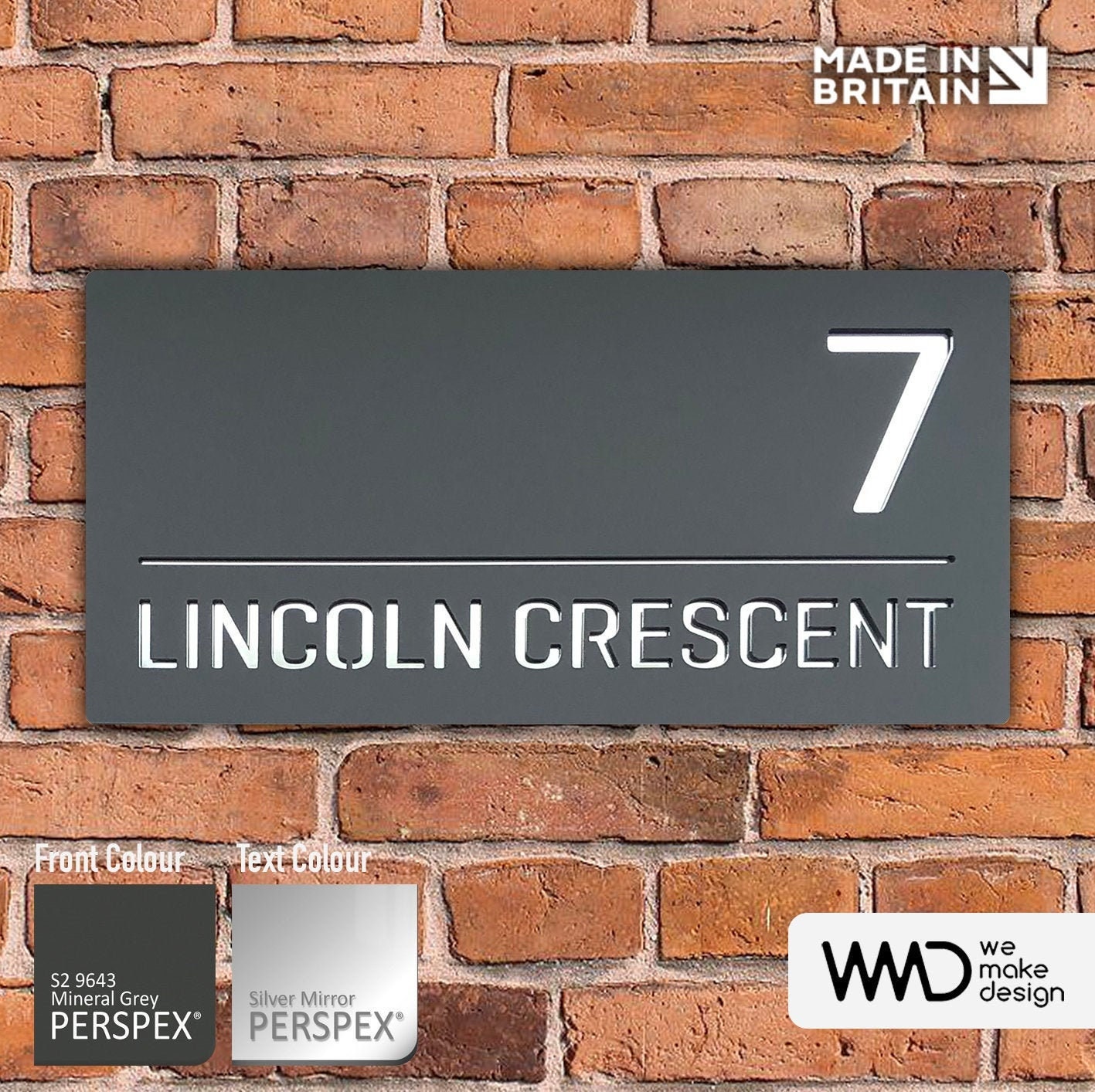 Modern Rectangular Acrylic House Sign Mineral Grey Etsy UK