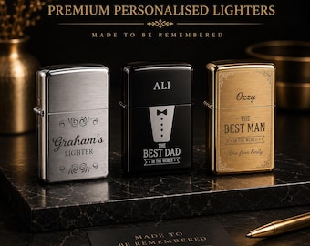 Engraved Metal Lighter Gift Set – Personalized Refillable Lighter