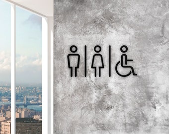 Señal de baño - Símbolo de baño para todos los géneros - Señalización de inodoro