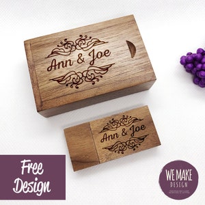 Personalised Wooden Usb with Gift Box, 32GB USB 3.0 * Wedding Memories *