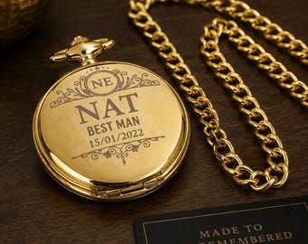 Personalized Engraved Pocket Watch Valentine’s Day Gift for Men Custom Vintage Style Keepsake