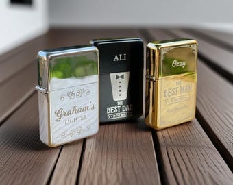 Engraved Lighter Gift Set – Personalized Best Man, Groomsman, Usher