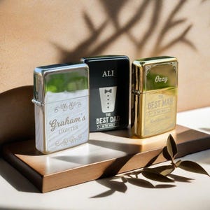 Gepersonaliseerde aansteker gegraveerde navulbare cadeauset met doos - bruiloft, stalknecht, bode, verjaardagscadeau speciale dag