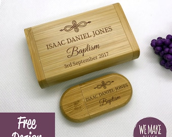 Personalised Wooden Usb with Gift Box, 32GB * Wedding Memories *