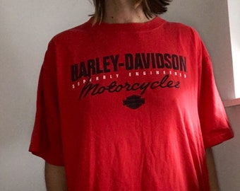 Distressed by hand done process to upcycle this one of a kind original. Womens size 1X Harley Davidson shirt