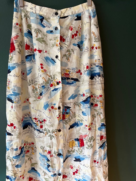 Vintage Pendleton rayon button front summer skirt 