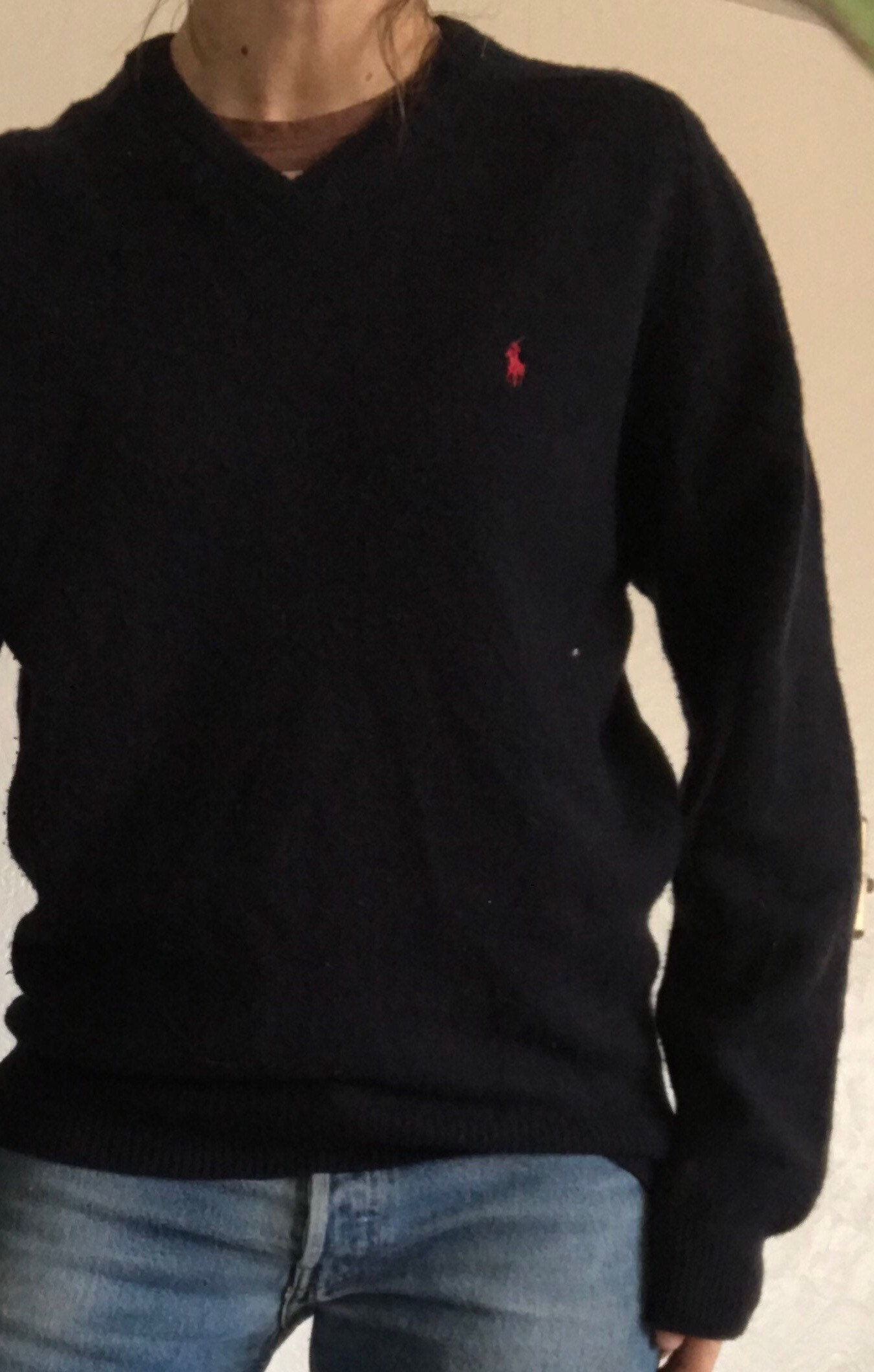 Beschuldiging Onverbiddelijk Haarzelf Vintage Polo Ralph Lauren Lambs Wool Dark Blue Vneck Sweater - Etsy