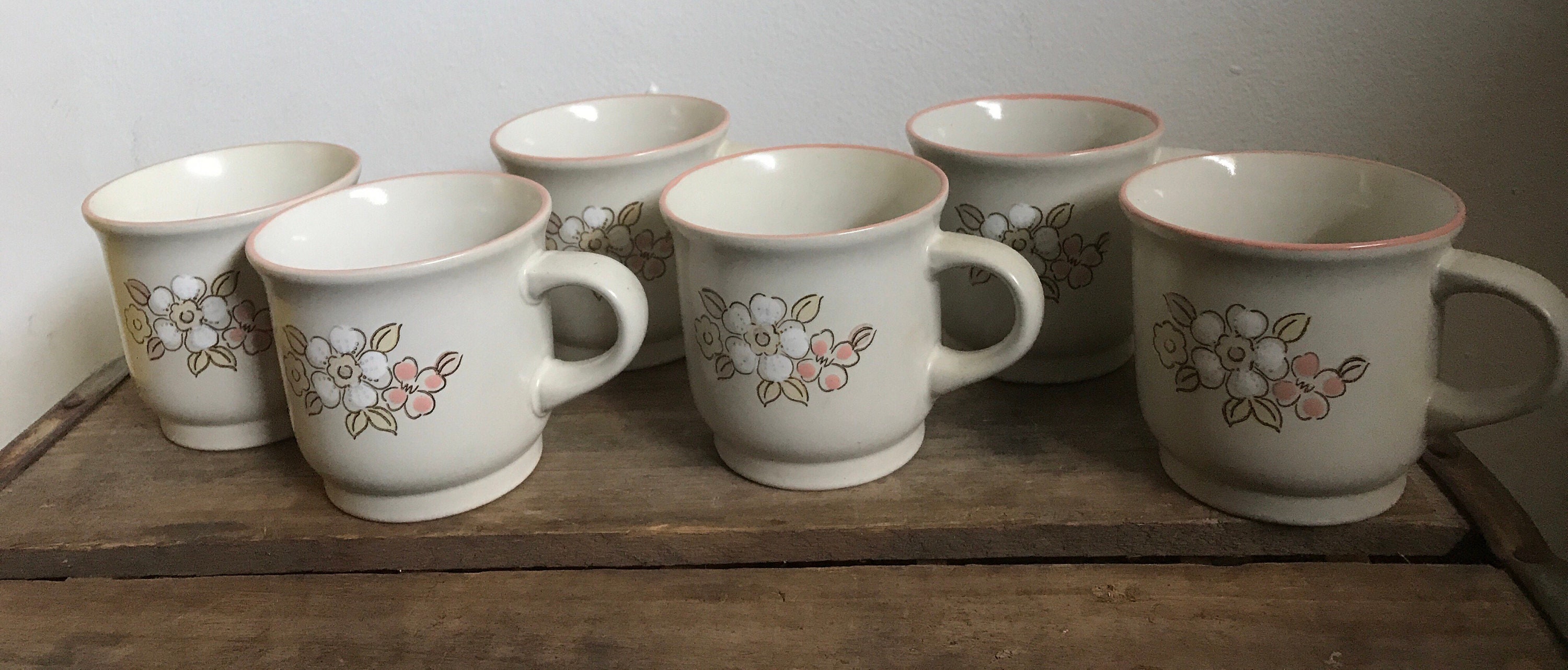 Vintage Chantilly Fleur de Bois Japanese stoneware mugs x6 | Etsy