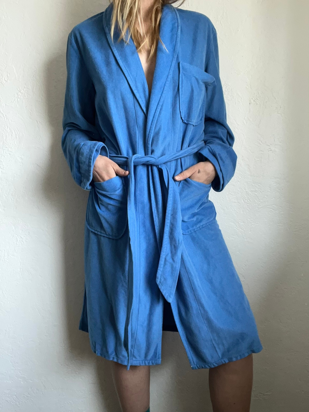 Vintage Jcpenny Towncraft Blue Bathrobe Size Small Etsy