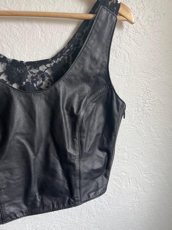Vintage Leather and Lace crop full vest size medi… - image 4