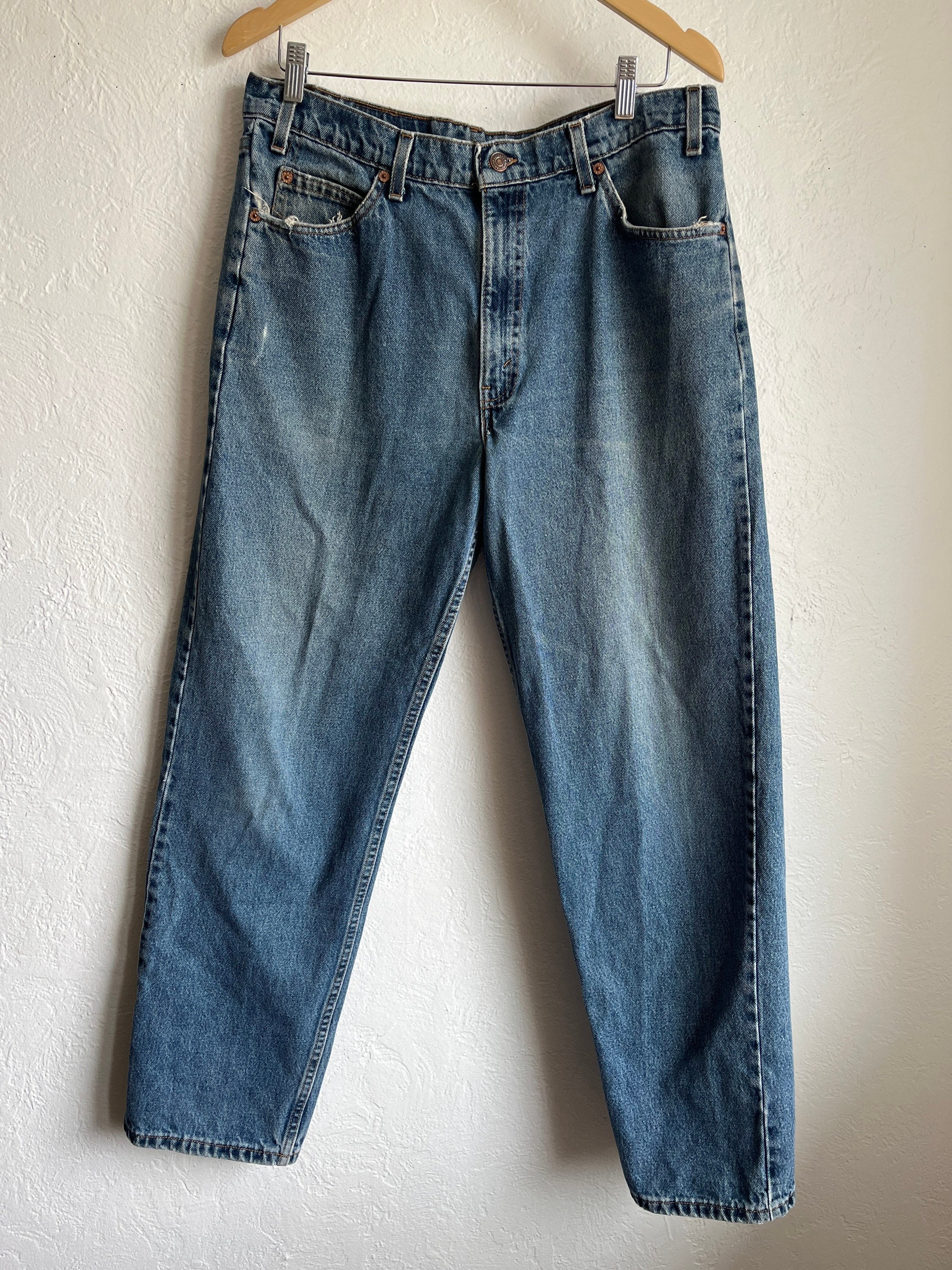 Vintage Levis 550 Relaxed Fit Usa Made Orange Tab 34 Waist Etsy