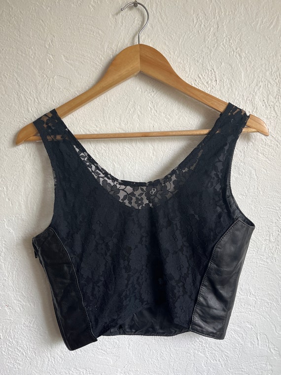 Vintage Leather and Lace crop full vest size medi… - image 5