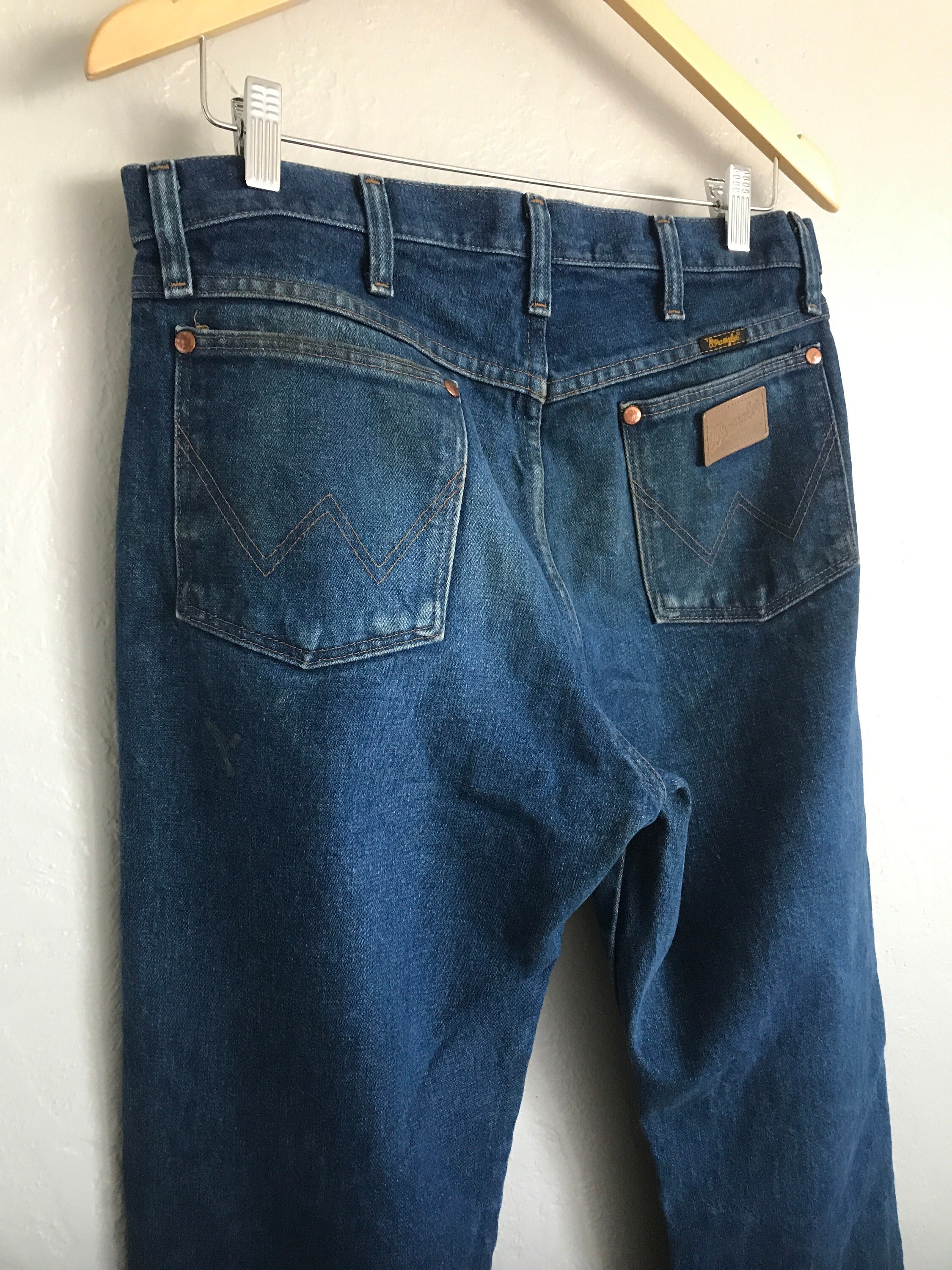 Vintage Wrangler Distressed Dark Wash Cowboy Jeans 33x34 - Etsy