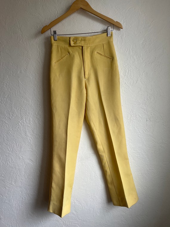 Vintage handmade yellow polyester pants high waist