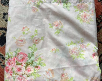 Vintage Springmaid pink floral flat sheet double size