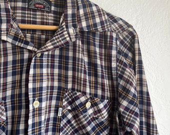 Vintage Levis weiße Tab plaid Knopf vorne Shirt medium