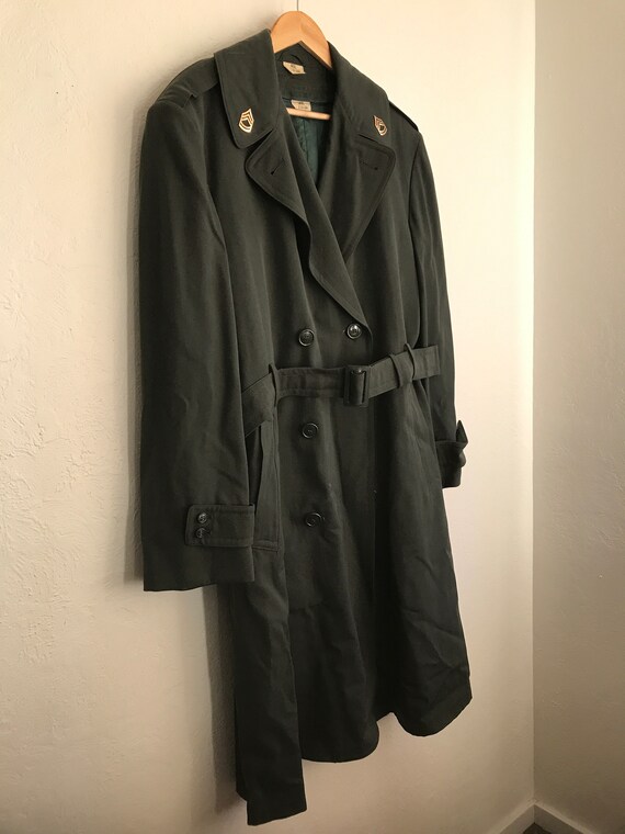 Vintage US Army full length 40L lined belted coat - image 4