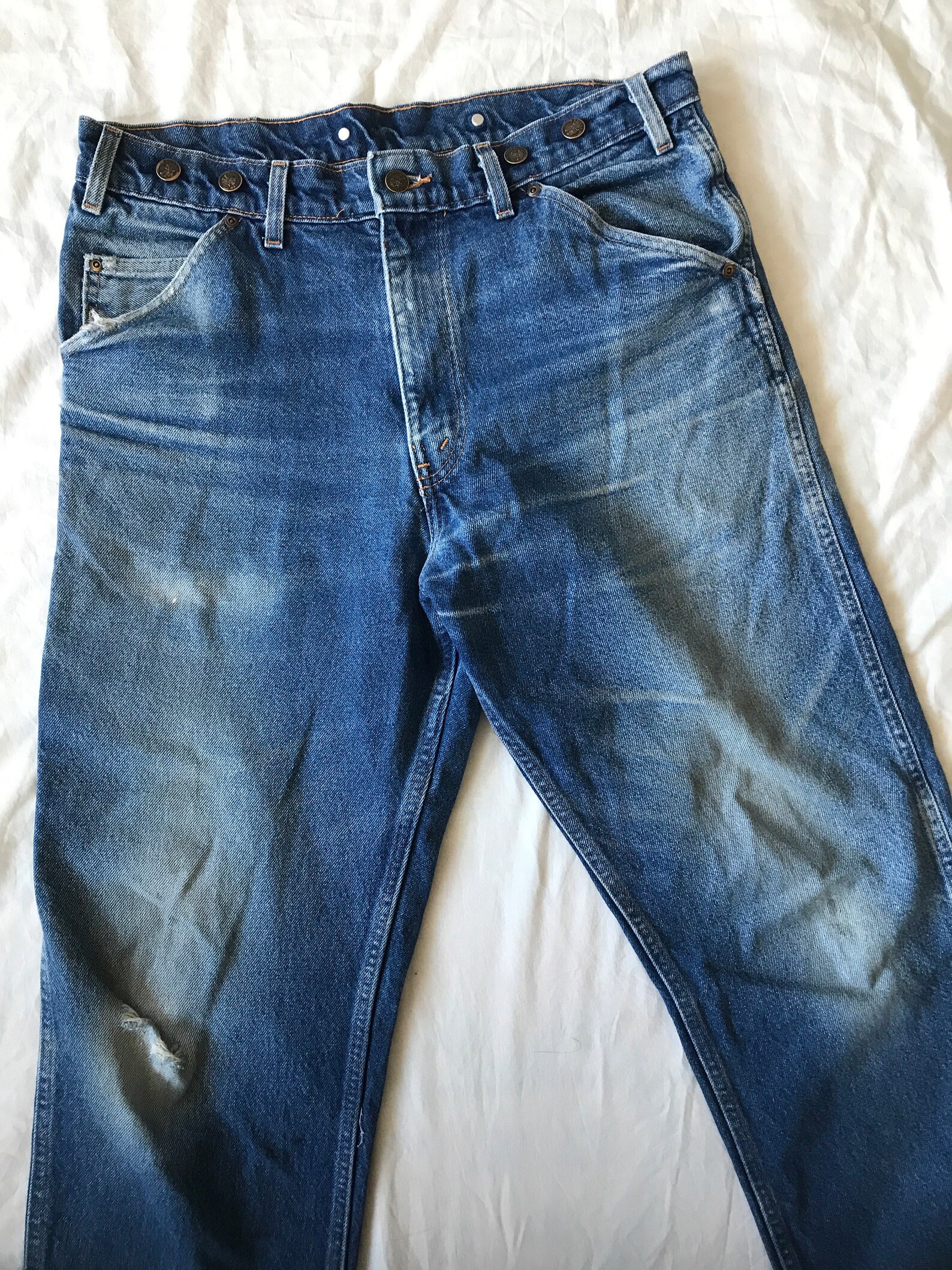 Vintage Distressed Baileys Wild Ass Denim Carpenter 36x30.5 USA Made Etsy