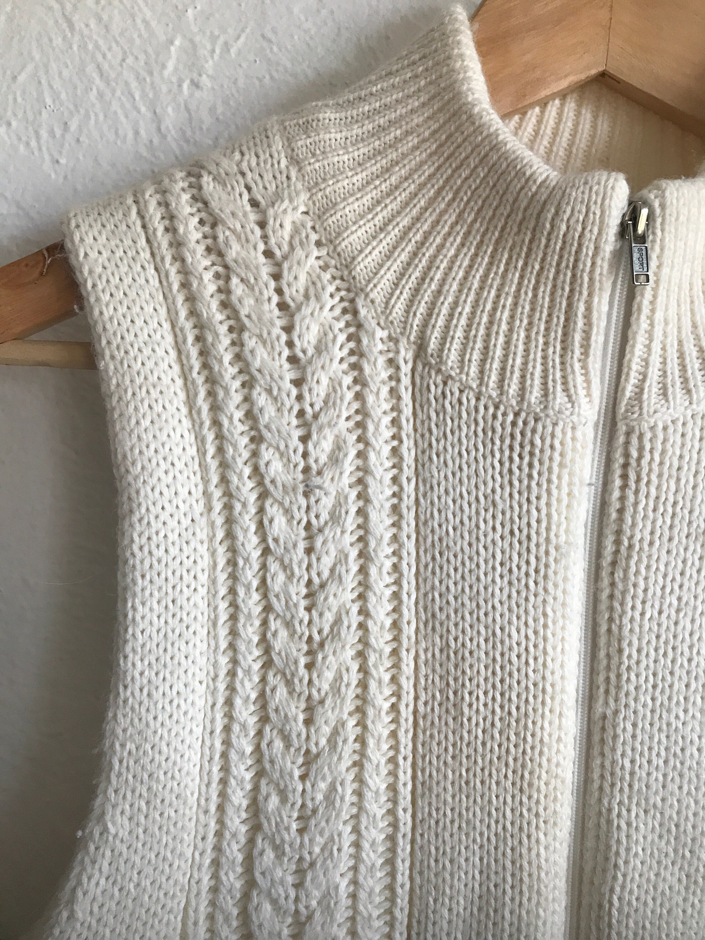 Jones Wear Sport Vintage Wool Blend Ivory Sweater Vest Zip Etsy