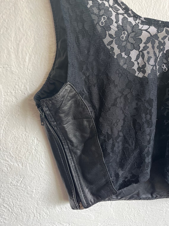 Vintage Leather and Lace crop full vest size medi… - image 6