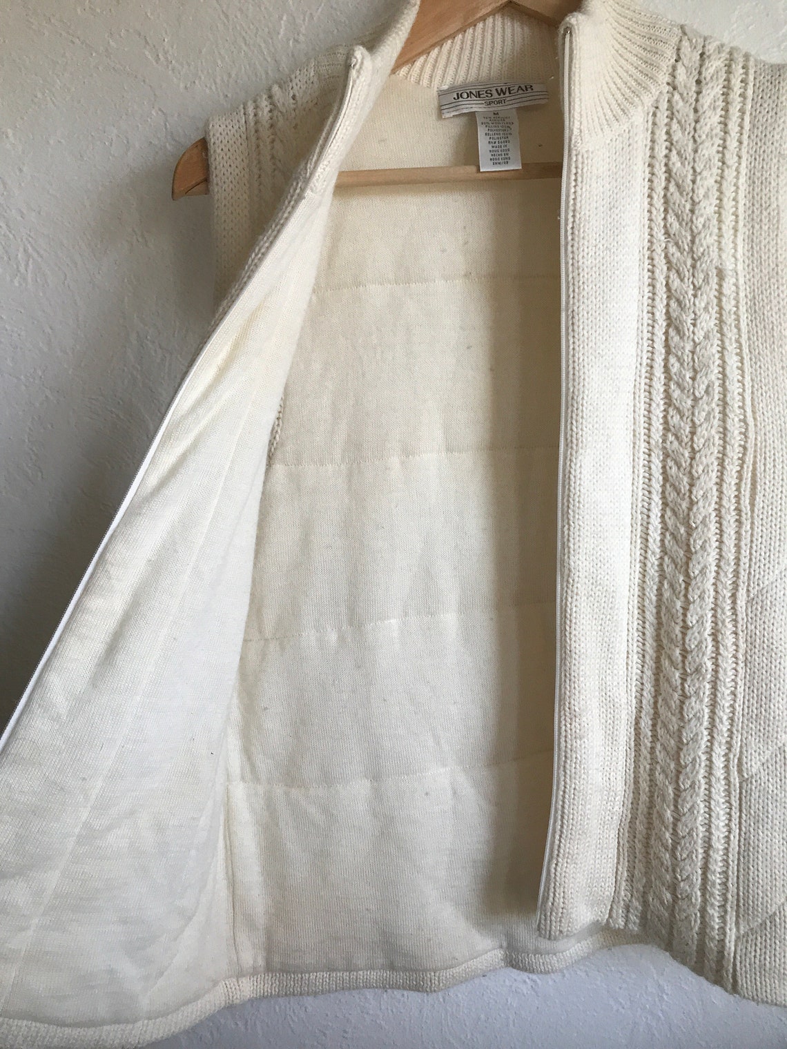 Jones Wear Sport Vintage Wool Blend Ivory Sweater Vest Zip Etsy