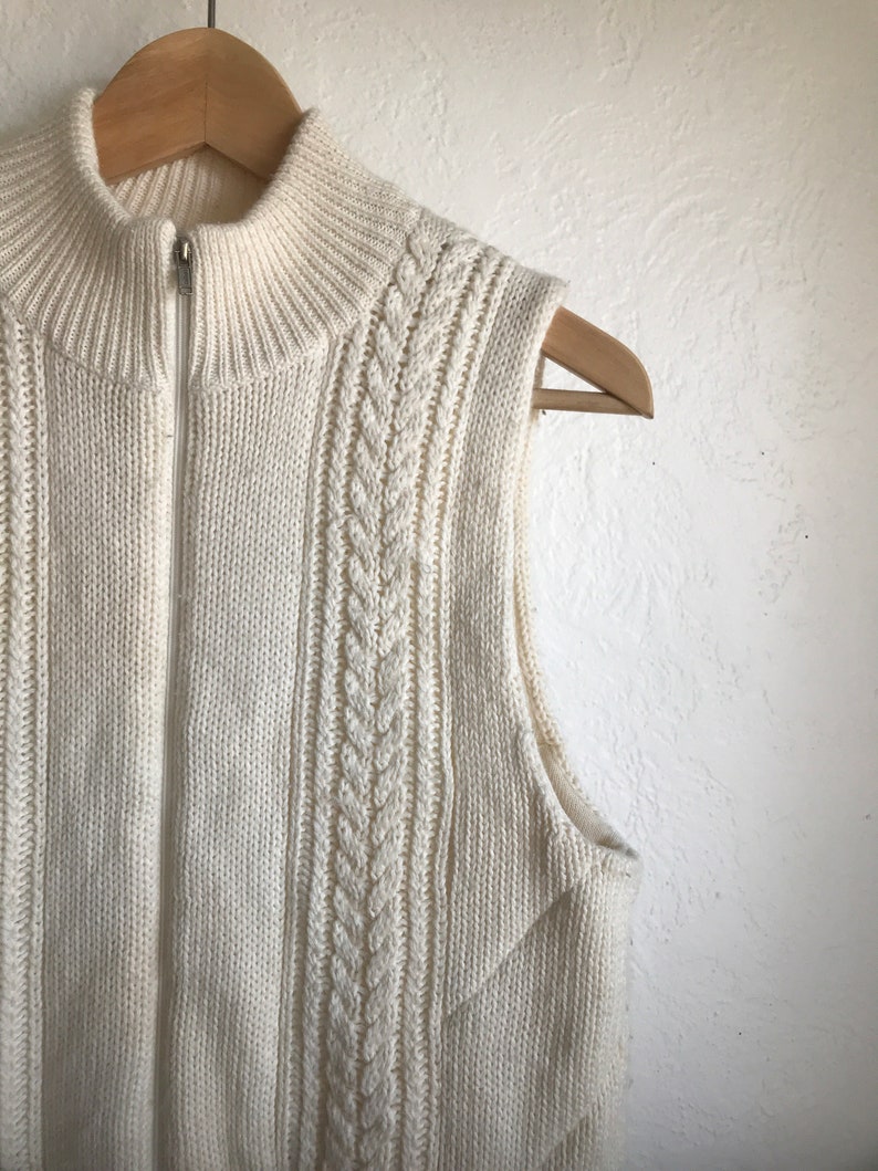 Jones Wear Sport Vintage Wool Blend Ivory Sweater Vest Zip Etsy