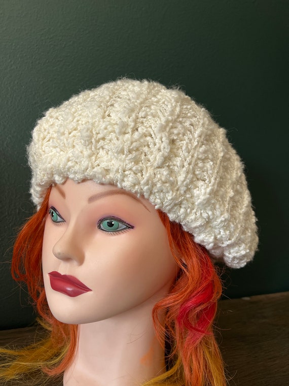 Vintage super soft slouchy knit white hat