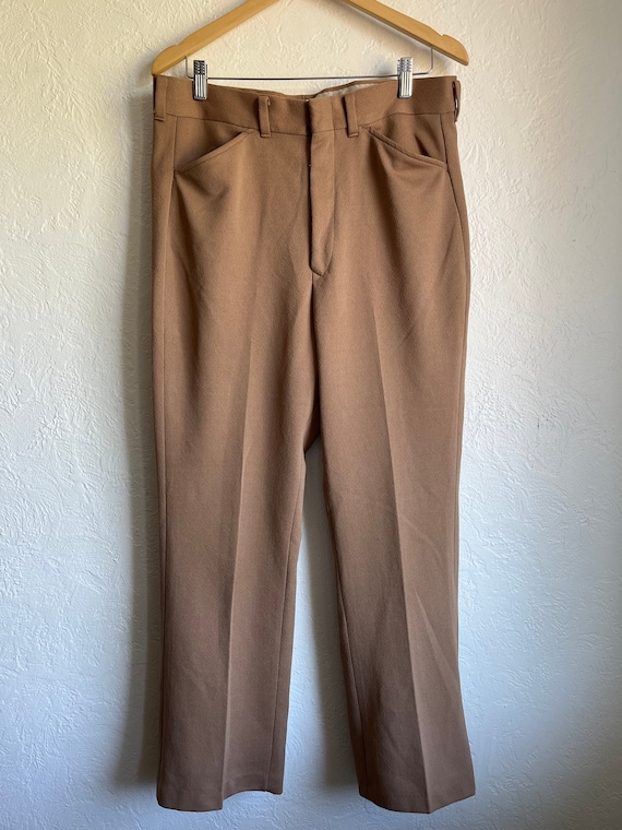 Vintage SEARS mens store brown polyester pants 35