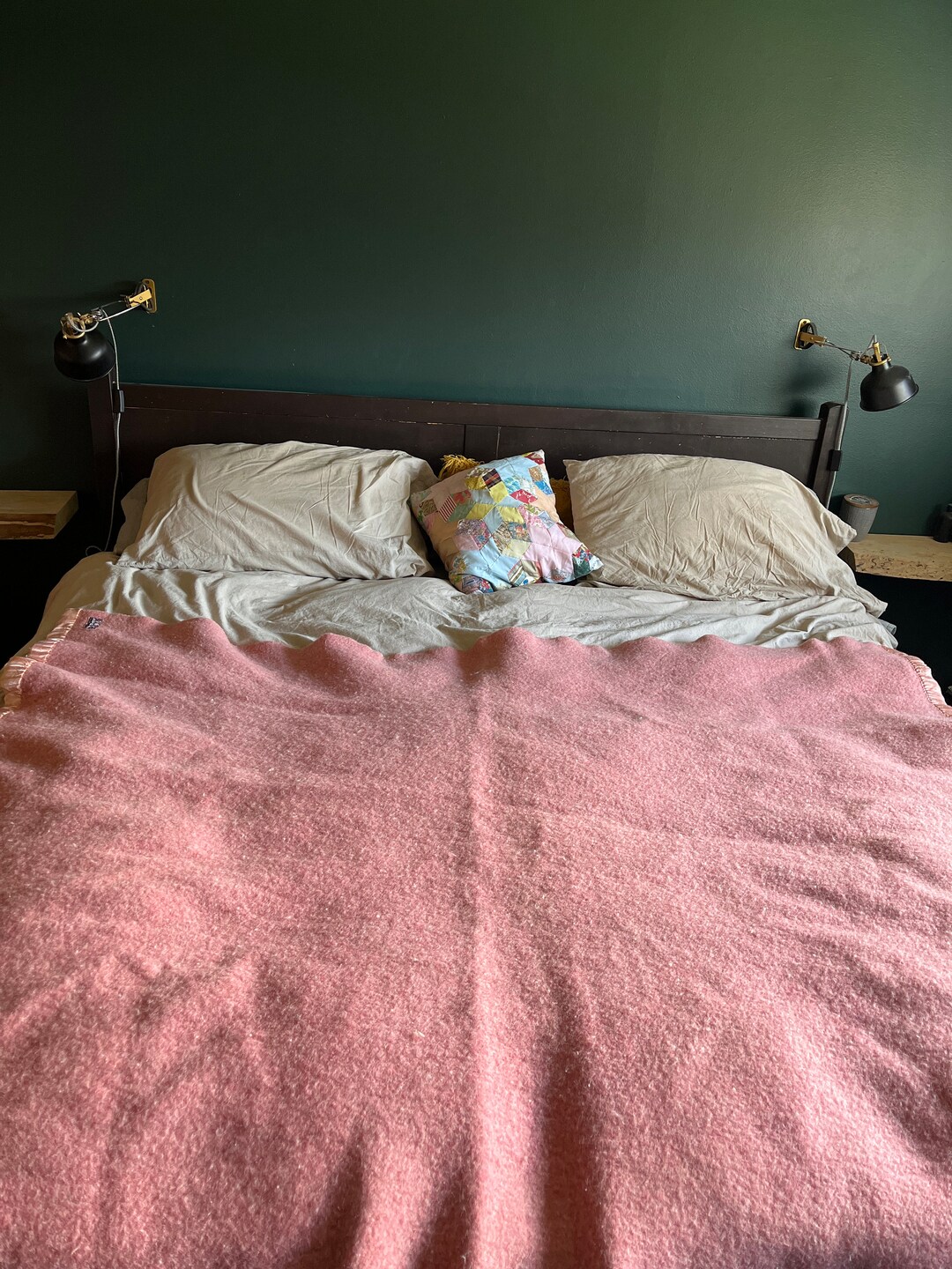 Vintage Fieldcrest Pink Wool Blanket 57x74 Etsy