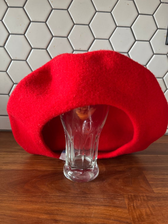 Vintage red wool beret made in France