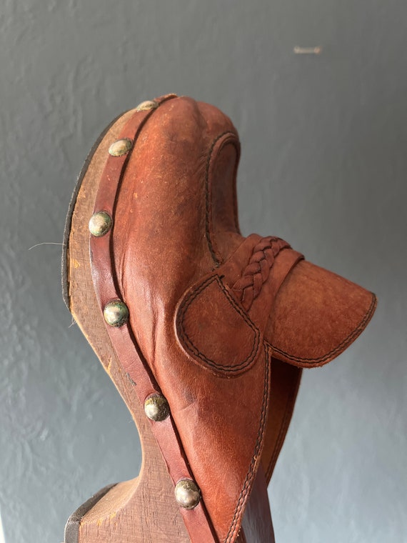 Vintage studded leather and wood mules made in It… - image 8