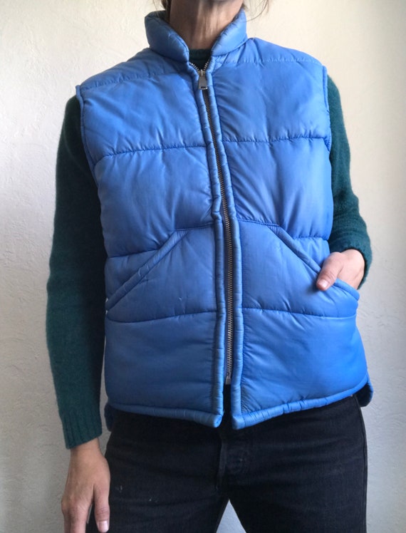 Vintage Towncraft baby blue puffer poly full vest 